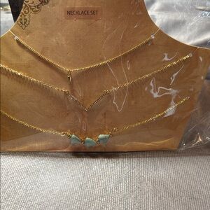 Mudd Gold Necklace Set with Turquoise Accents
